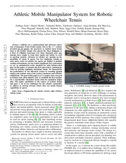 Athletic Mobile Manipulator System for Robotic Wheelchair Tennis