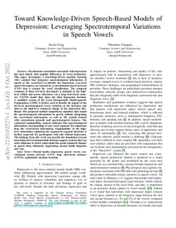 Toward Knowledge-Driven Speech-Based Models of Depression: Leveraging
  Spectrotemporal Variations in Speech Vowels