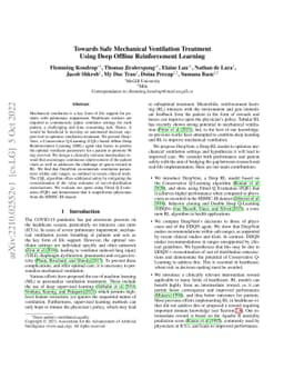 Towards Safe Mechanical Ventilation Treatment Using Deep Offline
  Reinforcement Learning