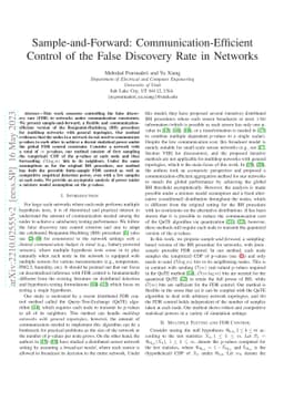 Sample-and-Forward: Communication-Efficient Control of the False
  Discovery Rate in Networks