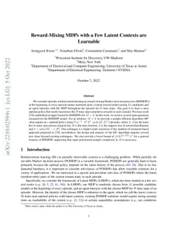 Reward-Mixing MDPs with a Few Latent Contexts are Learnable