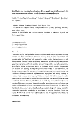 MechRetro is a chemical-mechanism-driven graph learning framework for
  interpretable retrosynthesis prediction and pathway planning