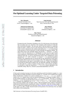 On Optimal Learning Under Targeted Data Poisoning