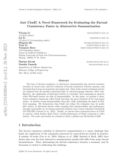 Just ClozE! A Novel Framework for Evaluating the Factual Consistency
  Faster in Abstractive Summarization