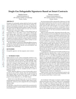 Single-Use Delegatable Signatures Based on Smart Contracts