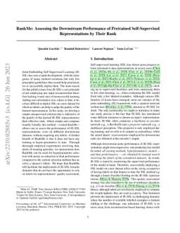 RankMe: Assessing the downstream performance of pretrained
  self-supervised representations by their rank