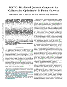 DQC$^2$O: Distributed Quantum Computing for Collaborative Optimization
  in Future Networks