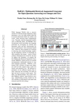 MuRAG: Multimodal Retrieval-Augmented Generator for Open Question
  Answering over Images and Text