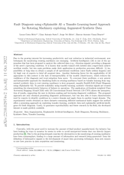 Fault Diagnosis using eXplainable AI: a Transfer Learning-based Approach
  for Rotating Machinery exploiting Augmented Synthetic Data