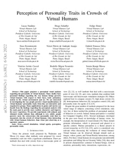 Perception of Personality Traits in Crowds of Virtual Humans