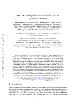 State-of-the-art generalisation research in NLP: A taxonomy and review