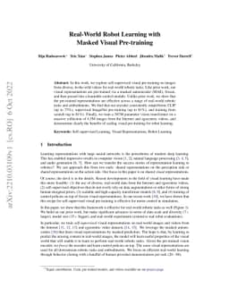 Real-World Robot Learning with Masked Visual Pre-training