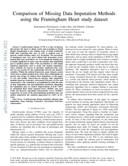 Comparison of Missing Data Imputation Methods using the Framingham Heart
  study dataset