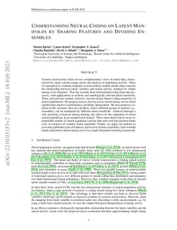 Understanding Neural Coding on Latent Manifolds by Sharing Features and
  Dividing Ensembles