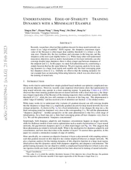 Understanding Edge-of-Stability Training Dynamics with a Minimalist
  Example