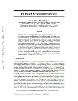 Pre-trained Adversarial Perturbations