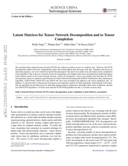 Latent Matrices for Tensor Network Decomposition and to Tensor
  Completion