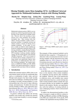 Missing Modality meets Meta Sampling (M3S): An Efficient Universal
  Approach for Multimodal Sentiment Analysis with Missing Modality