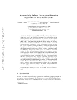 Adversarially Robust Prototypical Few-shot Segmentation with Neural-ODEs