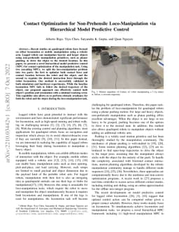 Contact Optimization for Non-Prehensile Loco-Manipulation via
  Hierarchical Model Predictive Control