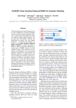 DABERT: Dual Attention Enhanced BERT for Semantic Matching