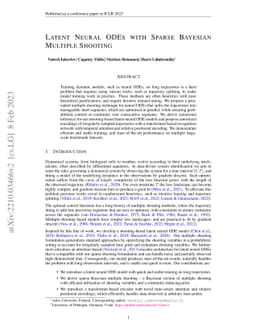 Latent Neural ODEs with Sparse Bayesian Multiple Shooting