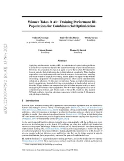 Winner Takes It All: Training Performant RL Populations for
  Combinatorial Optimization