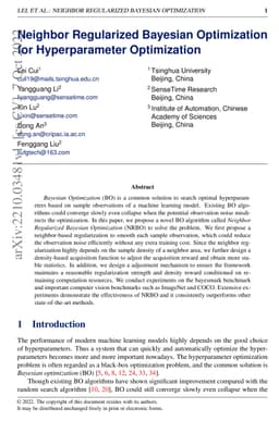 Neighbor Regularized Bayesian Optimization for Hyperparameter
  Optimization