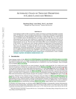 Automatic Chain of Thought Prompting in Large Language Models