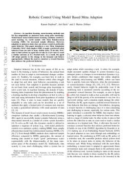 Robotic Control Using Model Based Meta Adaption
