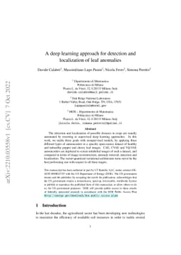 A deep learning approach for detection and localization of leaf
  anomalies