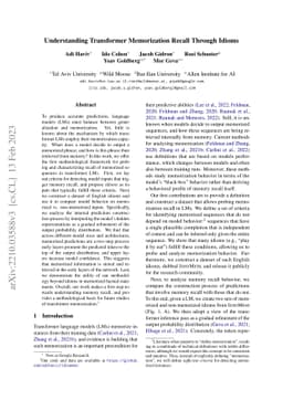 Understanding Transformer Memorization Recall Through Idioms