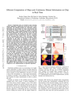 Efficient Computation of Map-scale Continuous Mutual Information on Chip
  in Real Time