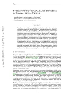 Understanding the Covariance Structure of Convolutional Filters