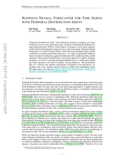 Koopman Neural Forecaster for Time Series with Temporal Distribution
  Shifts