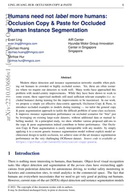 Humans need not label more humans: Occlusion Copy & Paste for Occluded
  Human Instance Segmentation