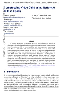 Compressing Video Calls using Synthetic Talking Heads