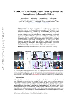 VIRDO++: Real-World, Visuo-tactile Dynamics and Perception of Deformable
  Objects