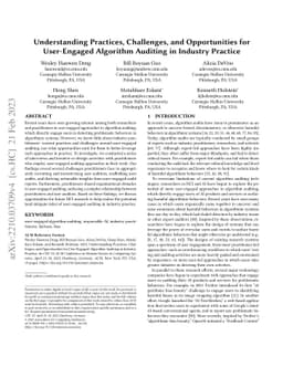 Understanding Practices, Challenges, and Opportunities for User-Engaged
  Algorithm Auditing in Industry Practice
