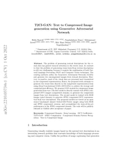 T2CI-GAN: Text to Compressed Image generation using Generative
  Adversarial Network