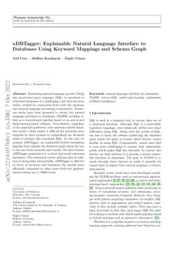 xDBTagger: Explainable Natural Language Interface to Databases Using
  Keyword Mappings and Schema Graph