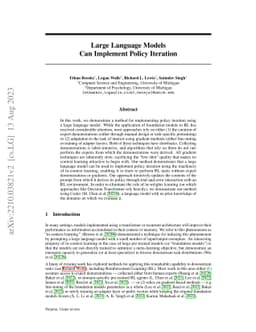 Large Language Models can Implement Policy Iteration
