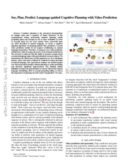 See, Plan, Predict: Language-guided Cognitive Planning with Video
  Prediction