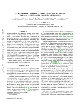 An Analysis of the Effects of Decoding Algorithms on Fairness in
  Open-Ended Language Generation