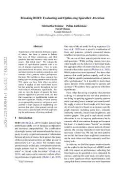 Breaking BERT: Evaluating and Optimizing Sparsified Attention