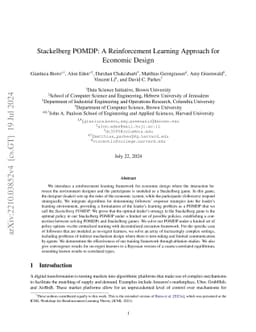 Stackelberg POMDP: A Reinforcement Learning Approach for Economic Design
