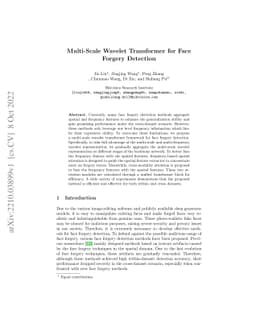 Multi-Scale Wavelet Transformer for Face Forgery Detection