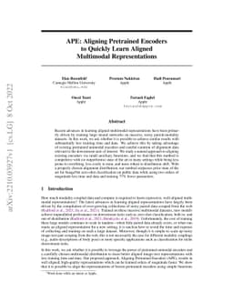APE: Aligning Pretrained Encoders to Quickly Learn Aligned Multimodal
  Representations