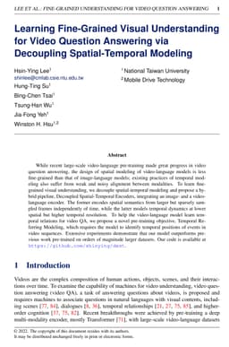 Learning Fine-Grained Visual Understanding for Video Question Answering
  via Decoupling Spatial-Temporal Modeling