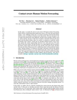 Contact-aware Human Motion Forecasting